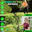 Cordless Weed Wacker Eater Electric Battery Powered, 21V Lightweight Weed Trimmer Edger Lawn Tool with 2Pcs 2000mAh Battery