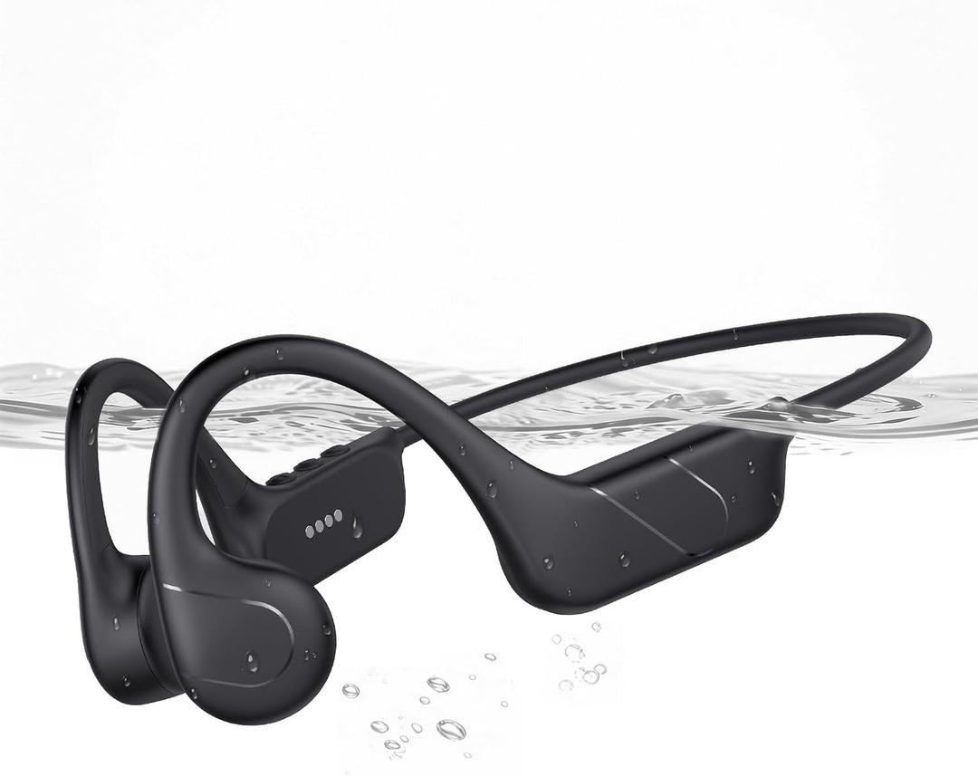 CXK Bone Conduction Headphones IPX8 Waterproof Swimming Headphones, Bluetooth 6.0 Open Ear Earbuds MP3 Mode with 32GB Memory, 12H Playtime, Underwater Wireless Headset Secure Fit for Running, Cycling