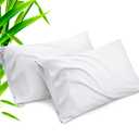 TELUS White Pillow Cases Standard Size 2 Pack, Bamboo Rayon Cooling Pillowcases with Envelope Closure, Cool & Breathable Pillow Cover for Hot Sleepers and Night Sweats, 20x26 inch