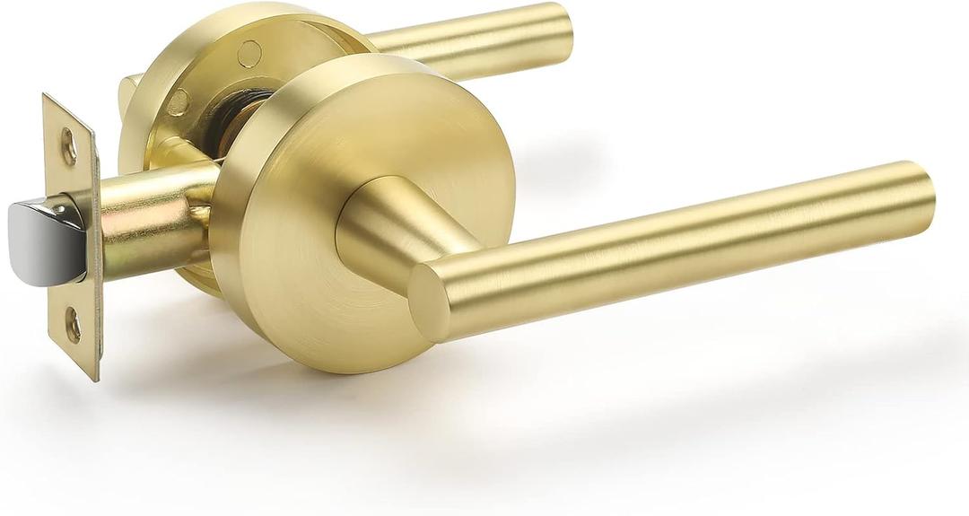 Haidms Passage Door Handle Gold Door Levers, Heavy Duty Closet Door Handles for Passage Hall and Closet Door Handle Lock, Left/Right Handing (1 Pack) (1 Pieces)