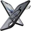 JETech Magnetic Case for iPhone 17 6.3-Inch Compatible with MagSafe, Shockproof Slim Phone Cover with Built-in Camera Control Button, Matte Translucent Back (Black)