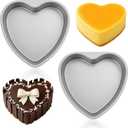 SHENLIU 2Pcs 10 Inch Heart Cake Pan, Aluminum Heart Shaped Cake Tin, Non-stick Cake Baking Pans for Kitchen Birthday WeddingSilver