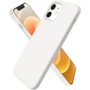 ORNARTO Compatible with iPhone 12 Case, Compatible with iPhone 12 Pro Case, Slim Liquid Silicone 3 Layers Full Covered Soft Gel Rubber Phone Case Cover 6.1 inch-White