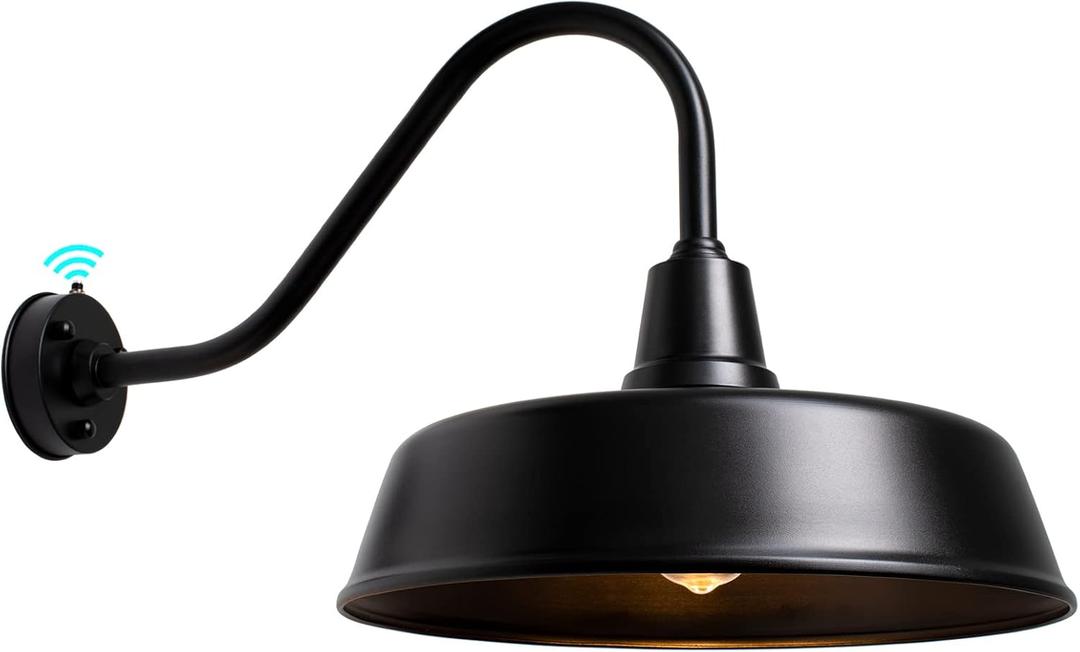 Gooseneck Barn-Lights Outdoor Fixture - 21 inch Farm Style Black Large Lighting Farmhouse Exterior Sconce Wall Light for House, Dusk to Dawn Sensor Front Door Porch Garage (21 inch)