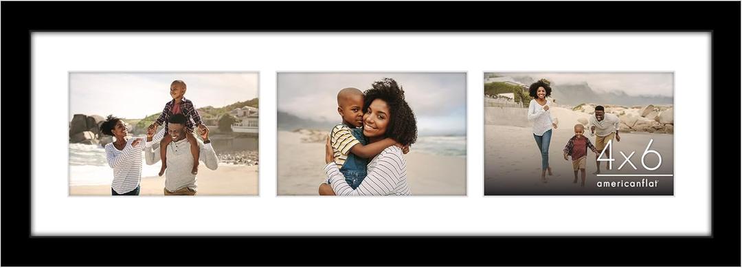 Americanflat 4x6 Collage Picture Frame with Shatter-Resistant Glass - Fits Three 4x6 Photos or Use as One 6x20 Frame - Signature Collection - Collage Frames for Tabletop and Wall Display - White