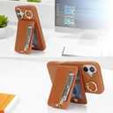 for iPhone 16 Phone case with Card Holder with Compatible magsafe Magnetic, Key Chain PU Leather Flip Kickstand Detachable 2-in-1 Wallet case for Apple16 Women Men-Brown