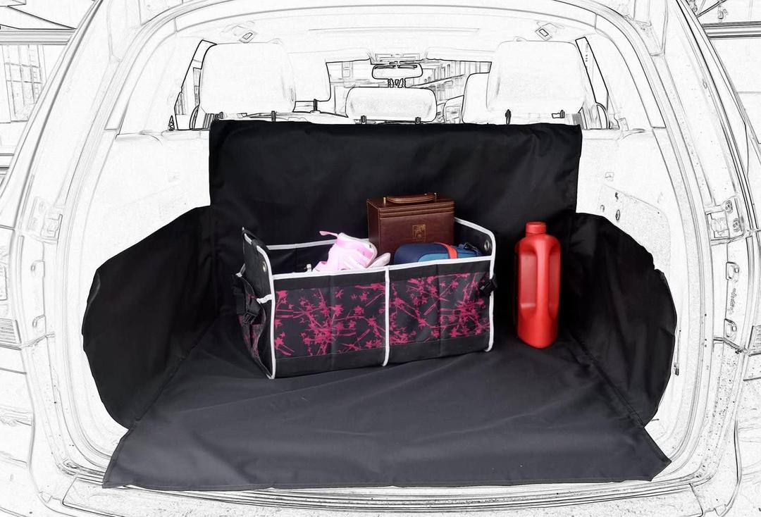 Pet Dog Trunk Cargo Liner - Oxford Car SUV Seat Cover - Waterproof Floor Mat for Dogs Cats - Washable Dog Accessories (Large (Pack of 1), Black)