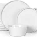 Herogo 18 Pieces Stoneware Dinnerware Dishes Set for 6, Speckled White