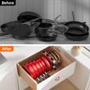 MUDEELA Pot Rack - Expandable Pots and Pans Organizer under Cabinet, Pot Lid Organizer Holder with 12 Adjustable Compartment, Kitchen Cabinet Organizer and Storage for Cutting Board, Skillets Pan