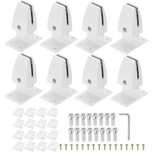 PATIKIL 2.8x1.7x3.6" Desk Divider Support Clamp, 8 Pcs Aluminum Desk Shield Clamp Desk Divider Partition Clamp Sneeze Guard Clamp Bracket for Office Home Desk Panel, Matte White