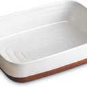 DOWAN Ceramic Casserole Dish for Oven, 9x13 Deep Lasagna Pan, Large Baking Dish with Handles, 4.3 Quarts Durable and Oven Safe Pan, for Roasting and Baking, Alabaster White