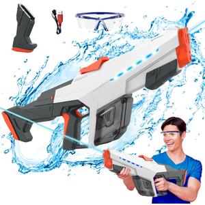 Skirfy Electric Water Gun for Adult Kids, Outdoor Automatic Water Suction Water Squirt Modular Battery, Larger Water Guns Summer Beach Swimming Pool Backyard Lawn Party GamesGrey