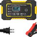 Mandark Car Battery Charger, 12V 6A Smart Fully Automotive Battery Trickle Charger, Portable Vehicle Battery Maintainer Desulfator with Temperature Compensation, Universal for SUV RV Truck (Yellow)