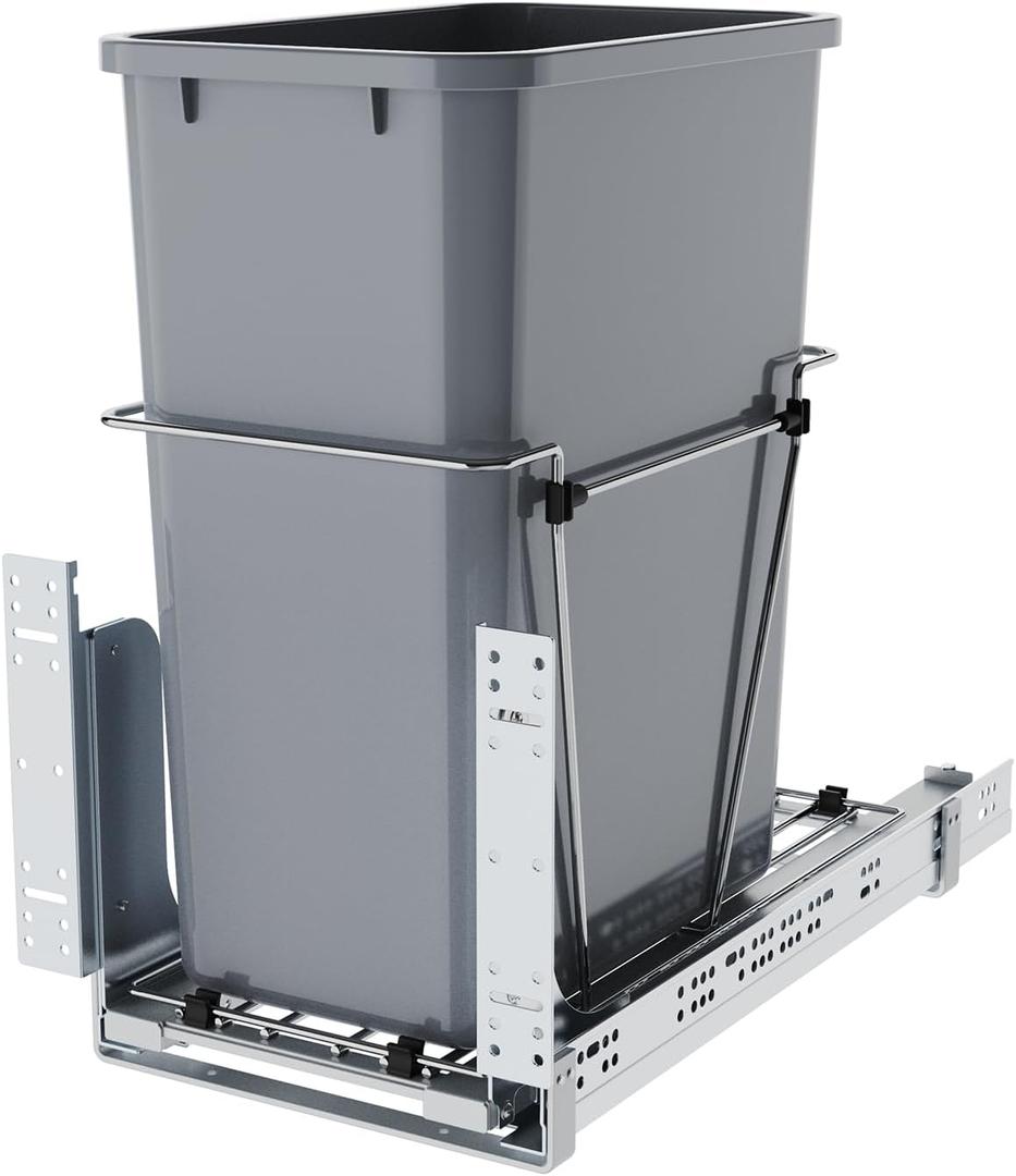 35QT Pull Out Trash Can for Under Sink Storage, Adjustable Sliding Drawer System, Doesn't Include Door Fittings (35 qt)