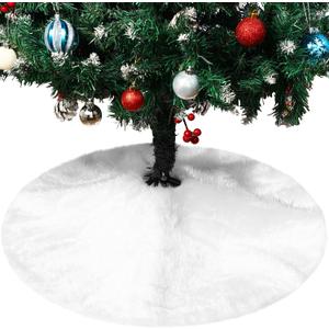 TNIKSKY 30inch Christmas Tree Plush Skirt Faux Fur Christmas Tree Skirt White Plush Skirt for Holiday Tree Ornaments Decoration Merry Christmas 73-75cm