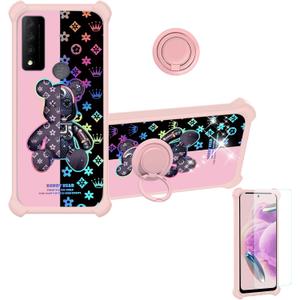 jioeuinly Case for TCL 30 V 5g Case Compatible with TCL 30 V 30v 5g Phone Case Cover [with Tempered Glass Screen Protector][Hard PC + Soft Silicone][Colorful Reflect Light] IMDF-JXX