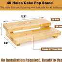 40 Holes Cake Pop Stand, Wooden Lollipop Display Stand, 2 Tier Candy Sticks Holder for Weddings Birthday Party Anniversaries Candy Decorative, Fit Under 0.2" (5mm) Lollipop Sticks
