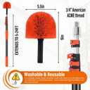 30FT Reach Cobweb Duster with Extension Pole,Spider Web Brush for Cleaning with 5-24FT Telescoping Pole,5-Stage Lightweight & Sturdy Telescopic Web Cobweb Duster Pole for Outdoor Indoor Use