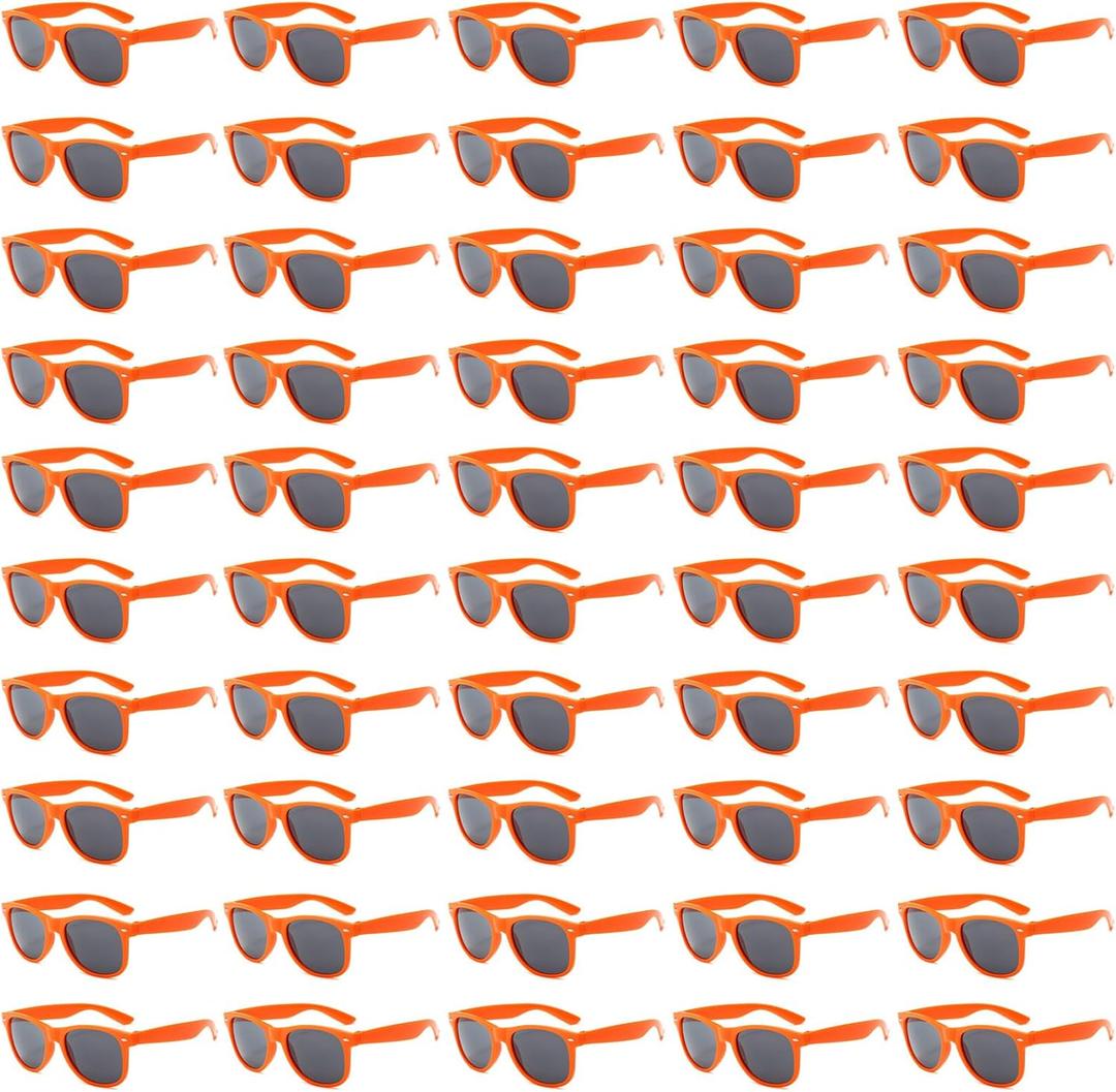 50/100 Pack Bulk Sunglasses for Adult Retro 70s 90s Cheap Glasses UV400 Protection (50Orange)