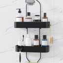 Kitsure Shower Caddy Hanging - No-Drill Bathroom Organizers and Storage, Wobble-Free Bathroom Shelves with Adhesive Tapes, Rust-Proof Shower Storage for Toiletries, Black, 25.0" H