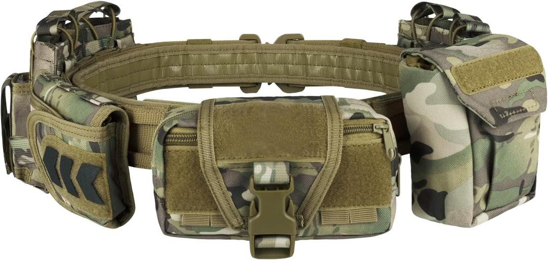 YAKEDA Tactical Battle Belt Duty Belts Law Enforcement Police Utility Gun Belt With Pouches 7 in 1 (Cp)
