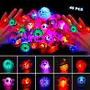64 PCS Halloween Party Favors for Kids, Glow in The Dark Halloween Toys Bulk Light Up Ring Necklaces Bracelet Halloween Goodie Bag Fillers Stuffers Treats for Classroom Prizes Trick or Treat Gifts