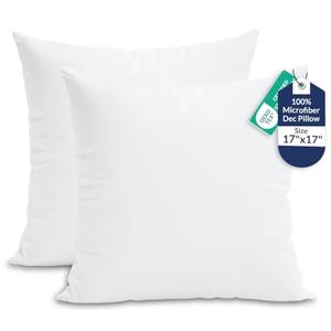 ROYALE LINENS 17 x 17 Pillow Insert - Down Alternative Throw Pillows Insert - Square Pillow Pack of 2 White - Bed & Couch Pillows - Inner Cushion for Bed, Cushion for Living Room - Shams Stuffer