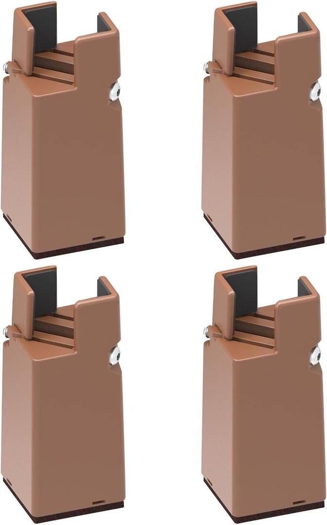 4 Pieces Bed Furnishing Diameter 0.39-1.57" with Screw Clamp Table Riser Bed Riser Desk Leg Riser Furnishing Leg for Desk, H 10cm Brown 22-42mm