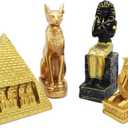 Egyptian Figure Decoration Set of 4 Ancient Pyramid Pharaoh Sphinx Egypt Decor Statue Tourism Souvenirs Decor Khufu Building Ornament Sculpture