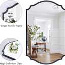 Chende Black Bathroom Mirror for Over Sink, 32'' x 20'' Arched Mirror with Scalloped Frame for Home Decor, Modern Decorative Wall Mirrors for Entryway, Living Room, Dining Room, Bedroom, Fireplace
