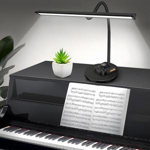 Piano Light, Upgraded LED Piano Lamp for Grand/Upright & Digital Pianos, Music Stand Lamp with Adjustable Gooseneck, Auto-Off Timer, 5 Color Modes Dimmable & USB Charging Port Eye-Care Desk Light