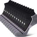 Cirorld Mens Ankle Running Socks, Athletic Cushioned Low Cut Moisture Wicking Cotton Short Sports Socks, 6 Pairs (9-12, Black)