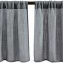 Valea Home Burlap Tier Kitchen Rod Pocket Curtains for Short Window, 24 inch Linen Cafe Style, Grey, Set of 2