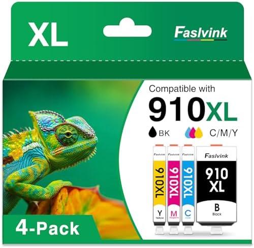 Compatible 910XL Ink Cartridges for HP Printers Replacement for HP 910XL Ink Cartridges Combo Pack Work for HP Officejet Pro 8020 8025 8030 Printers, 4 Pack 910XL Black and Color