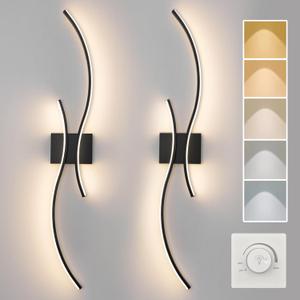 CANEOE Modern Wall Sconce Set of Two, 5CCT Dimmable Indoor Led Wall Sconce Lighting Set of 2, Hardwire Black Led Wall Lamps for Living Room Bedroom Bathroom Hallway, 31.5Inch (2 Packs)