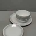 Corelle Vitrelle 18-Piece Service for 6 Dinnerware Set Triple Layer Glass and Chip Resistant, Lightweight Round Plates and Bowls Set, Mystic Gray