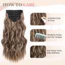 Fliace Clip in Long Wavy Synthetic Hair Extensions 20 Inch Light Brown with Blonde Highlights 6PCS Thick Hairpieces Fiber Double Weft Hair for Women