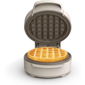 Bella Snack-n-Store Mini Waffle Maker, EverGood Ceramic Nonstick Coating, Cord Wrap, Ready Indicator Light & Cool Touch Handles, Stackable Design & Customizable Plates, 350 Watt, Oatmilk