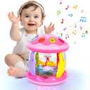 M SANMERSEN Baby Girl Toys 6-12 Months - Babies Ocean Rotating Projector Light Up Musical Toys for 12-18 Months Crawling Learning Tummy Time 1 2 Years Old Infant Boys Girls Gifts - Pink