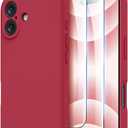 OTOFLY Compatible with iPhone 16 Case, Compatible with MagSafe, Shockproof Magnetic Silicone Case for iPhone 16,[Military Grade Protection] [2 Pack Screen Protectors], Viva Magenta