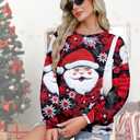 VILOVE Ugly Christmas Sweatshirt Women Snowman Graphic Pullover Xmas Hoodie Merry Christmas Print Tee Cute Crewneck Tops