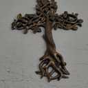 Top Brass Tree of Life Wall Cross 11 1/2" - Decorative Spiritual Art Sculpture Bronze Verdigris Finish