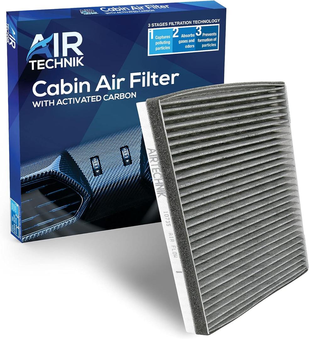 AirTechnik CF10735 Cabin Air Filter w/Activated Carbon | Fits Genesis G80 G90 GV70 GV80, Hyundai Equus, Genesis, Santa Fe/Kia K900, Stinger, Telluride (2011-2023 Select Models) - 97133-3M000