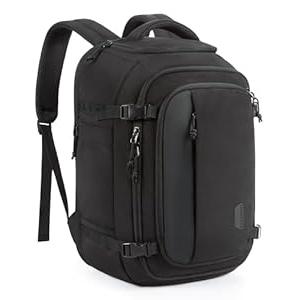 BAGSMART Travel Backpack Carry on Flight Approved, 28L Lightweight Backpack Fits 17.3 Inch Laptop for Men Women, Water Resistant Personal Item Travel Bag with USB Charging Port, Black