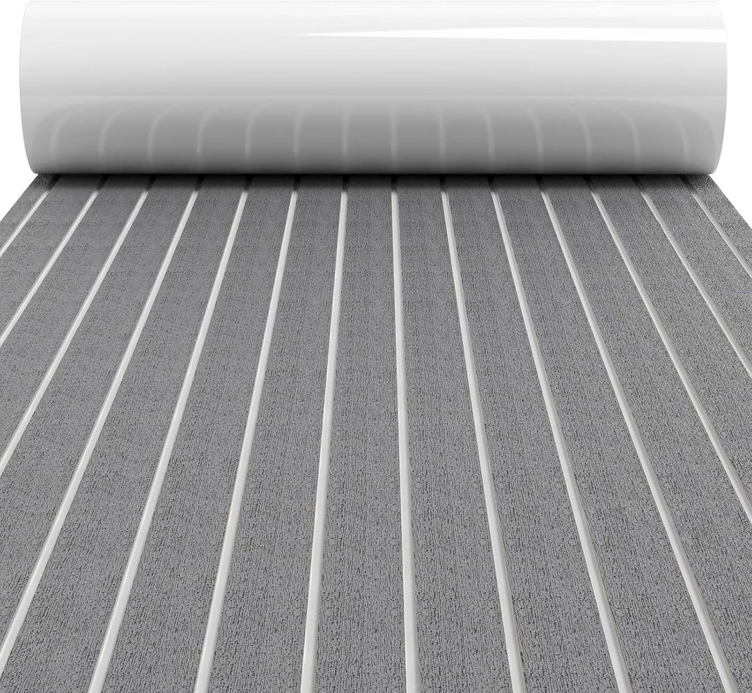 WOOWAVE EVA Foam Boat Flooring Decking Sheet Marine Mat Non-Slip and Self-Adhesive Flooring for Motorboat RV Yacht Kayak Swimming Pool Sea Deck Pad, 94.5x31.5 inch (Teak Diamond)
