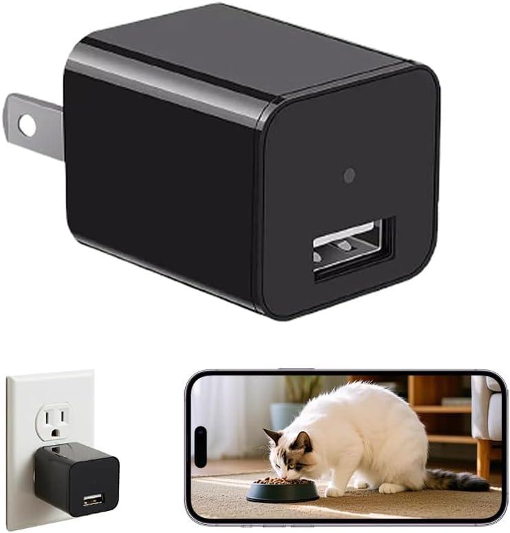 ULar Plug-in Indoor Camera, 4K UHD WiFi Small Cam, 16GB SD Card Included Wall Outlet Powered, Remote APP View & Motion Detection for Pets -No Audio