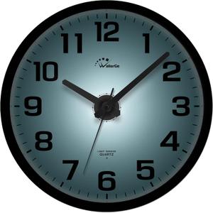 WallarGe Night Light Wall Clock for Bedroom - Silent Lighted up Wall Clock Glow in The Dark, Battery Operated for Living Room/Kitchen, Easy to Read Large Digital Display, 12 Inch (Black)