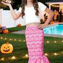 Mermaid Skirts Girls Halloween Pink Fish Tail Costume Elastic Waited Maxi Party Skirts 7-8 Years (Pink)