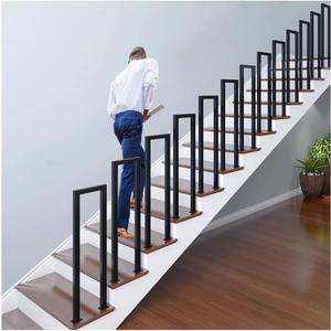 U Shaped Handrail, Indoor Stair Railing, Matte Black Railings for Stairs, Hand Rails for Outdoor Steps, Floor Mounted Industrial Hand Rail for Stairs Garden Loft Corridor, 1pcs(Tall: 95cm/3.1ft)