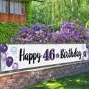 Happy 46th Birthday Decorations,46th Purple Balloon Large Birthday Hanging Banner Sign,46 Years Old Bday Party Supplies.